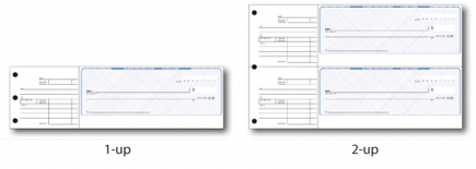 Business Manual Cheques printed 1 & 2-up on a sheet
